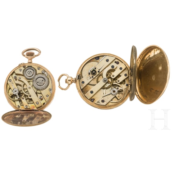 Zwei goldene Damen-Taschenuhren, um 1900