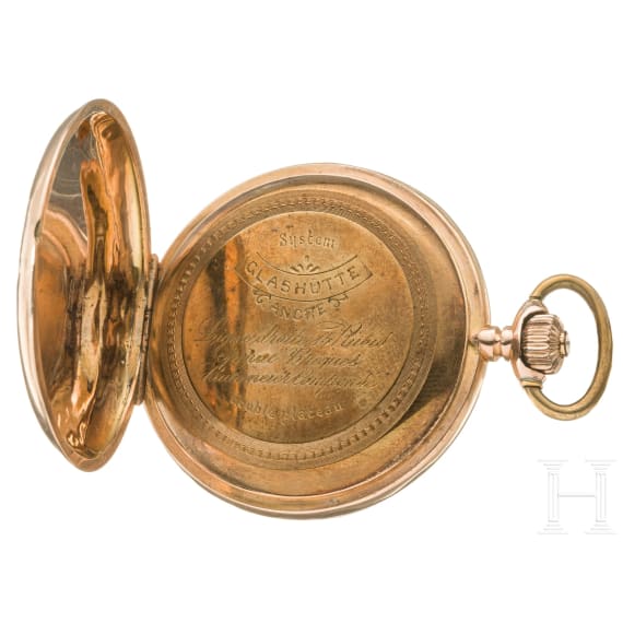 Gold-Savonette-Taschenuhr, System Glash&uuml;tte, um 1900