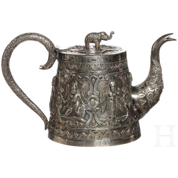 Silber-Teekanne, wohl Burma, um 1900