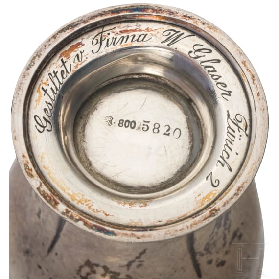 Acht silberne Sch&uuml;tzen-Pokale und ein Deckel, deutsch, Wilhelm Binder (zwei), 1884 - 1930