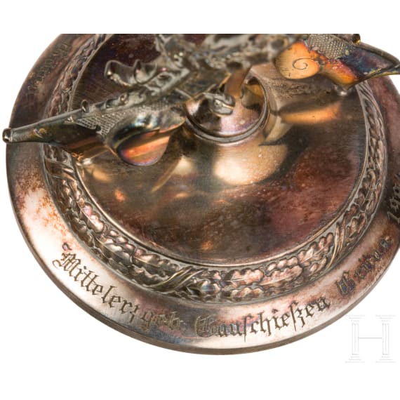 Drei Sch&uuml;tzen-Pokale, Geislingen, WMF, um 1910 bzw. datiert 1924 bzw. 1926