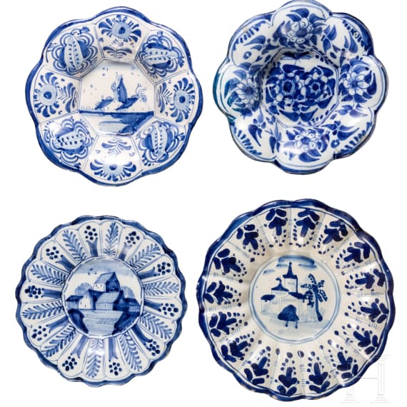 Vier Buckelteller, deutsch, Frankfurt oder Hanau, um 1700