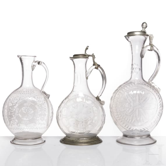 Drei Enghalskr&uuml;ge, deutsch, um 1800