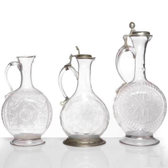 Drei Enghalskr&uuml;ge, deutsch, um 1800