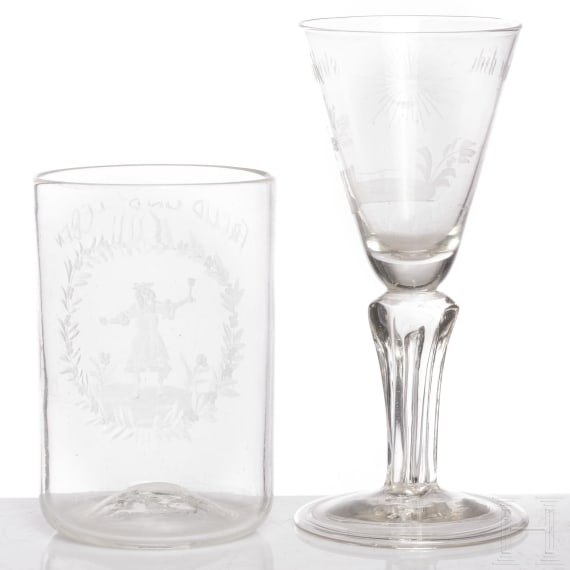 Becher und Kelchglas, deutsch, Mitte 18. Jhdt.