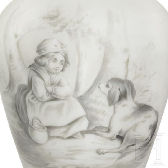 Zwei Milchglasvasen, um 1900