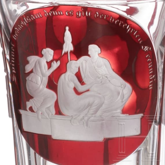 Zwei Parzen-Becher, B&ouml;hmen, Winterberg, 1. H&auml;lfte 19. Jhdt. (einer datiert 1842)