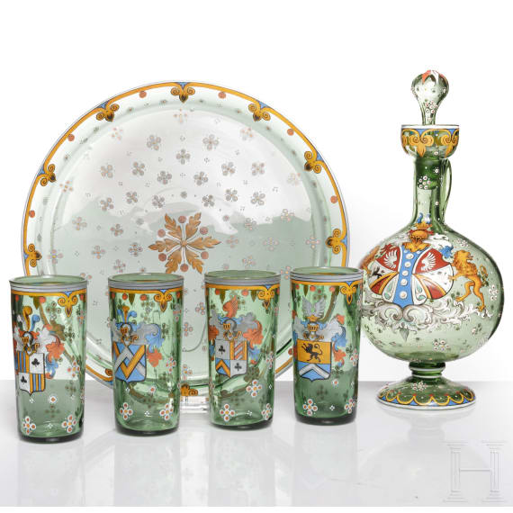 Sechsteiliges Trinkservice, B&ouml;hmen, um 1880