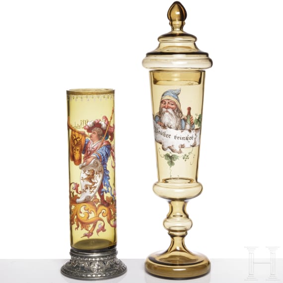 Humpen und Deckelpokal, B&ouml;hmen, um 1880