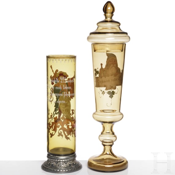 Humpen und Deckelpokal, B&ouml;hmen, um 1880