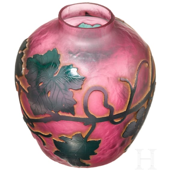 Kleine Jugendstil-Glasvase, Nancy, Daum Fr&egrave;res, um 1900