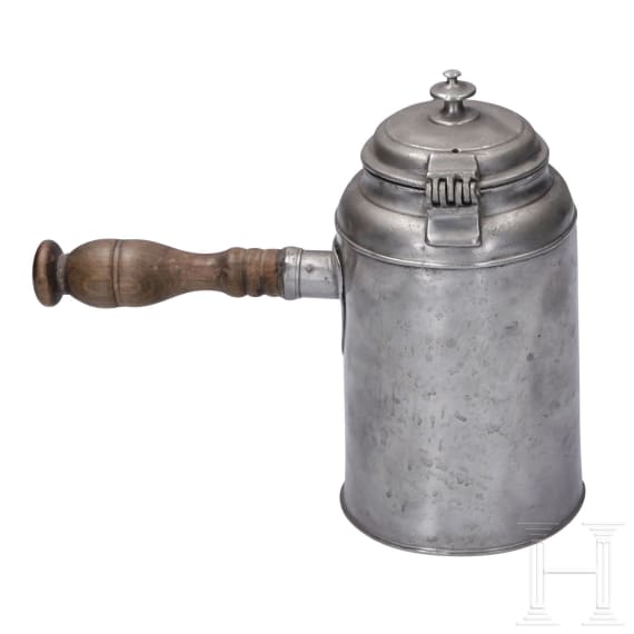 Gravierter Walzenkrug und Schokoladenkanne, Sachsen, um 1800