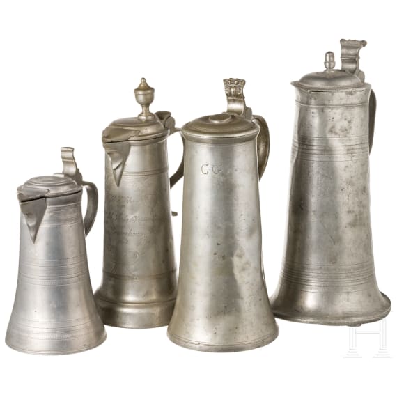 Vier Stitzen aus Zinn, s&uuml;ddeutsch, 18./19. Jhdt.