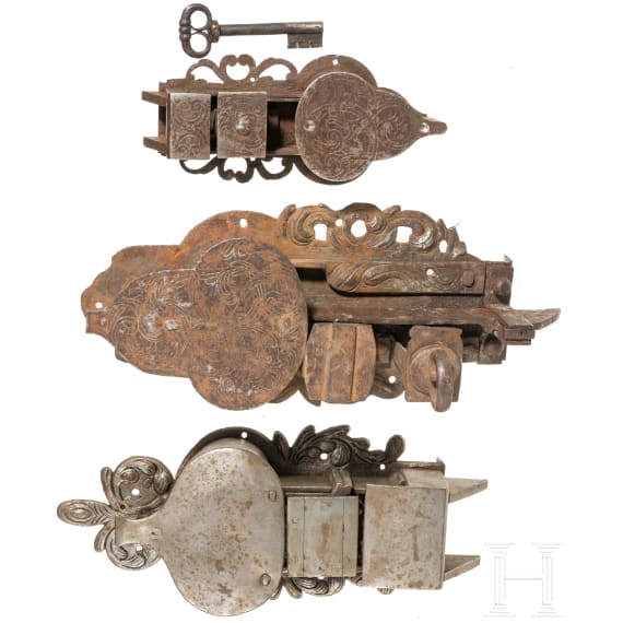 Drei eiserne Schl&ouml;sser, deutsch, um 1700