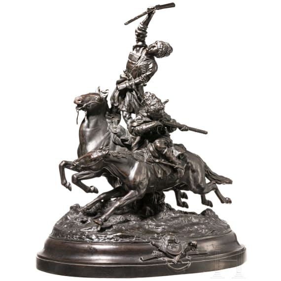 Gro&szlig;e Figurengruppe k&auml;mpfender Kosaken, Russland, Eisenwerke Kasli, 1888