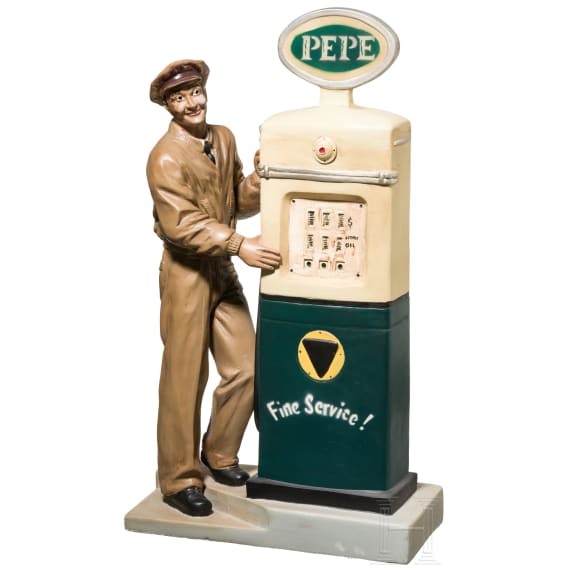 Gro&szlig;e Vintage-Werbefigur Tankwart "Pepe Jeans"