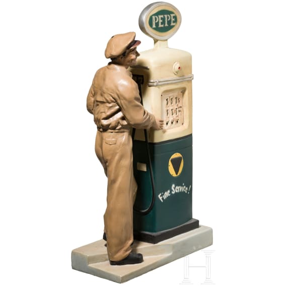 Gro&szlig;e Vintage-Werbefigur Tankwart "Pepe Jeans"