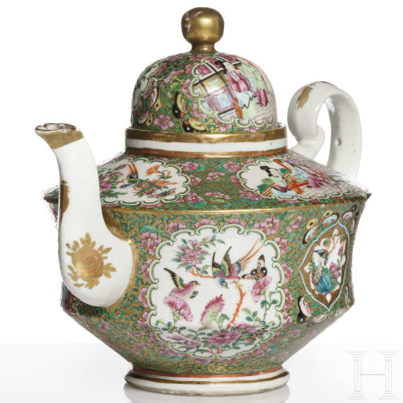 Famille-Rose-Teekanne, China, sp&auml;te Qing-Dynastie, Ende 19. Jhdt.
