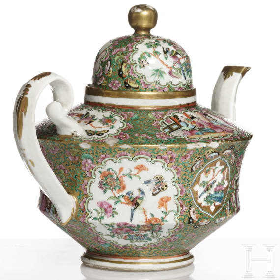 Famille-Rose-Teekanne, China, sp&auml;te Qing-Dynastie, Ende 19. Jhdt.