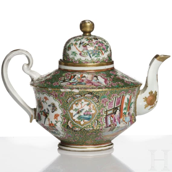 Famille-Rose-Teekanne, China, sp&auml;te Qing-Dynastie, Ende 19. Jhdt.