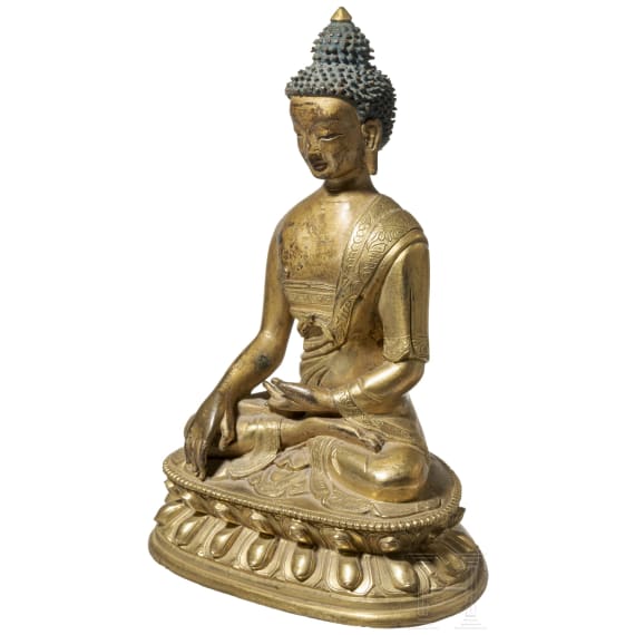 Buddha Shakyamuni aus vergoldeter Bronze, Tibet, 18./19. Jhdt.