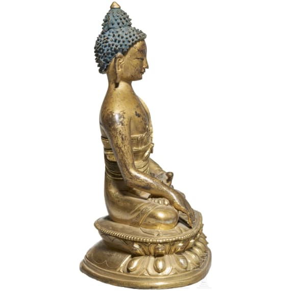 Buddha Shakyamuni aus vergoldeter Bronze, Tibet, 18./19. Jhdt.