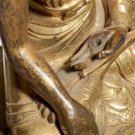 Buddha Shakyamuni aus vergoldeter Bronze, Tibet, 18./19. Jhdt.