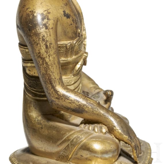 Buddha Shakyamuni aus vergoldeter Bronze, Tibet, 18./19. Jhdt.