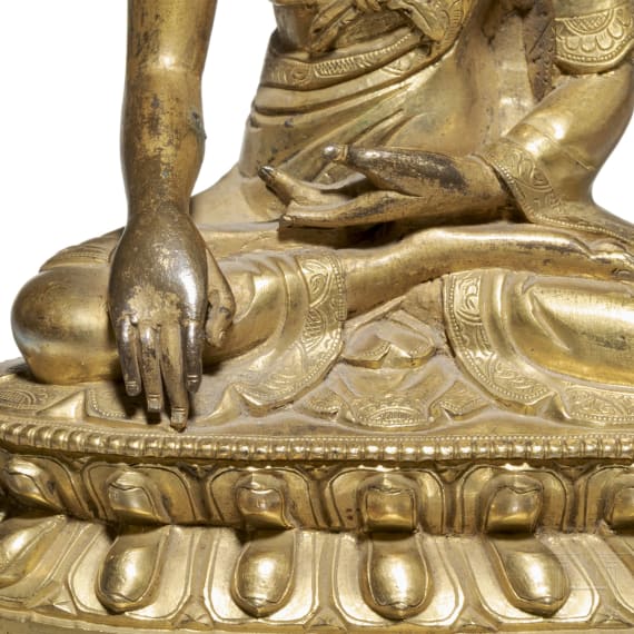 Buddha Shakyamuni aus vergoldeter Bronze, Tibet, 18./19. Jhdt.
