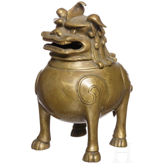 Bronzegef&auml;&szlig; in Form eines Fo-Hundes, China, 1. H&auml;lfte 20. Jhdt.