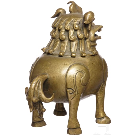 Bronzegef&auml;&szlig; in Form eines Fo-Hundes, China, 1. H&auml;lfte 20. Jhdt.