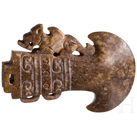 Zeremonialaxt im Stil der Ming-Zeit, Nephrit-Jade, China, um 1900