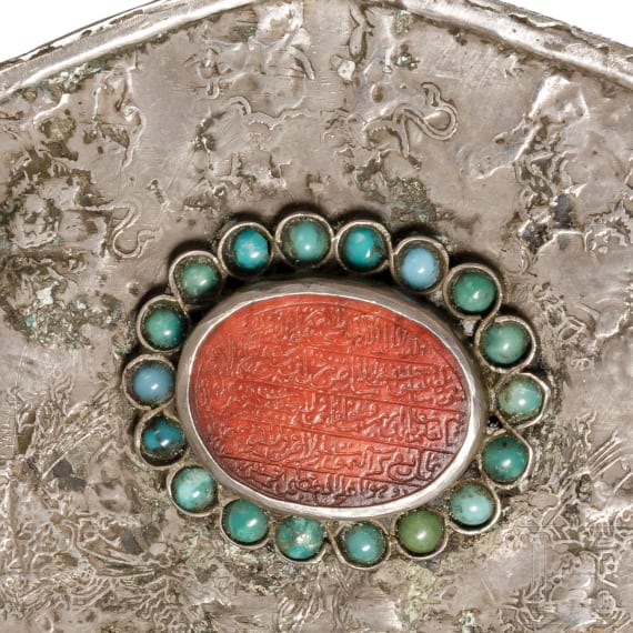 Silbermontierter und steinbesetzter Kamm, Turkmenistan, 20. Jhdt.