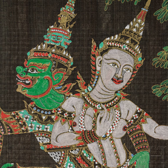 Seidenbild, Indonesien, 20. Jhdt.