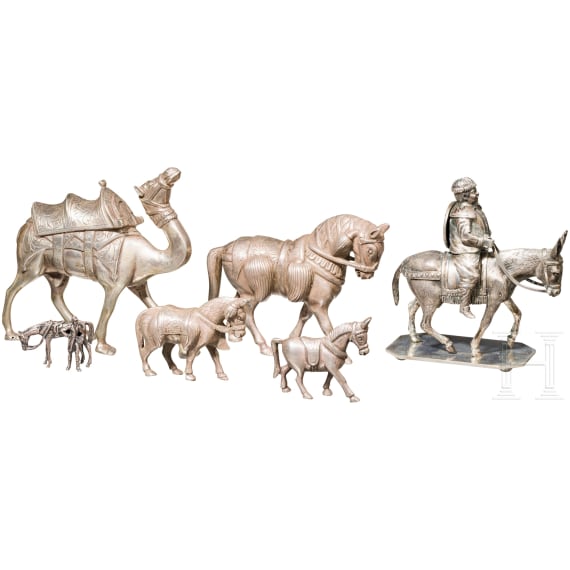 Konvolut Silberminiaturen, Tiere, Asien, fr&uuml;hres 20. Jhdt.