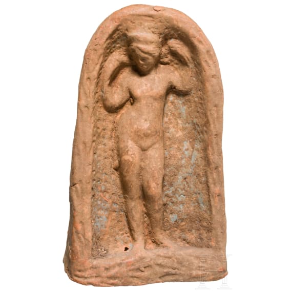 Venus Anadyomene in Konche, Terracotta, hellenistisch, 2. - 1. Jhdt. v. Chr.