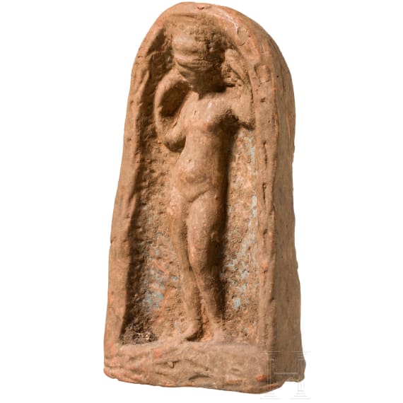 Venus Anadyomene in Konche, Terracotta, hellenistisch, 2. - 1. Jhdt. v. Chr.