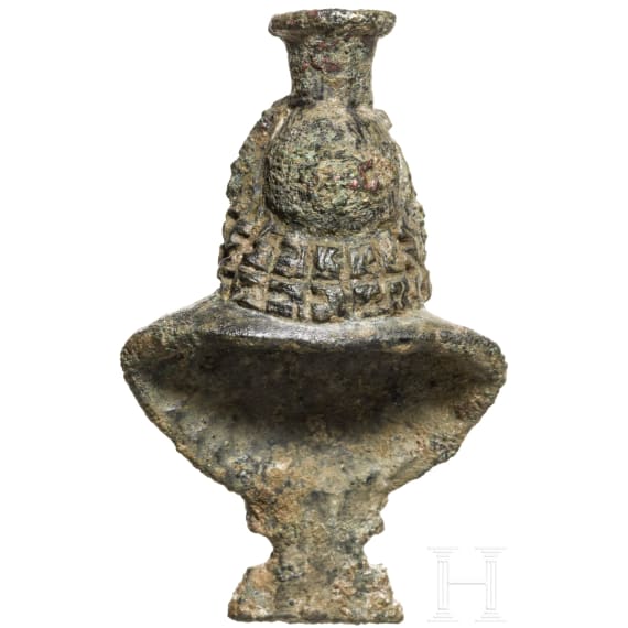 Bronzeapplik in Form einer Serapisbüste, römisch, 1. - 2. Jhdt.
