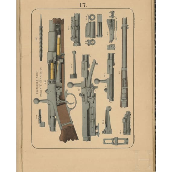 Sechs Bände "Schuß und Waffe", 2 Bände Waffenkunde, um 1900
