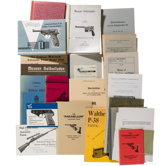 Gro&szlig;es Konvolut Waffenbeschreibungen und Handb&uuml;cher, meist Nachdrucke (Inkl. Salvator-Dormus und Schwarzlose)