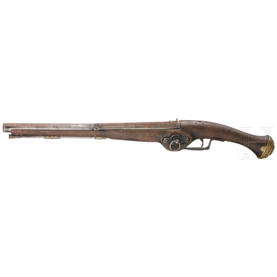 A wheelock pistol in 1630s style, repro for decorative purposes only, 20th century
