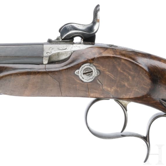 Ein paar Perkussionspistolen im Kasten, L&uuml;ttich, um 1840