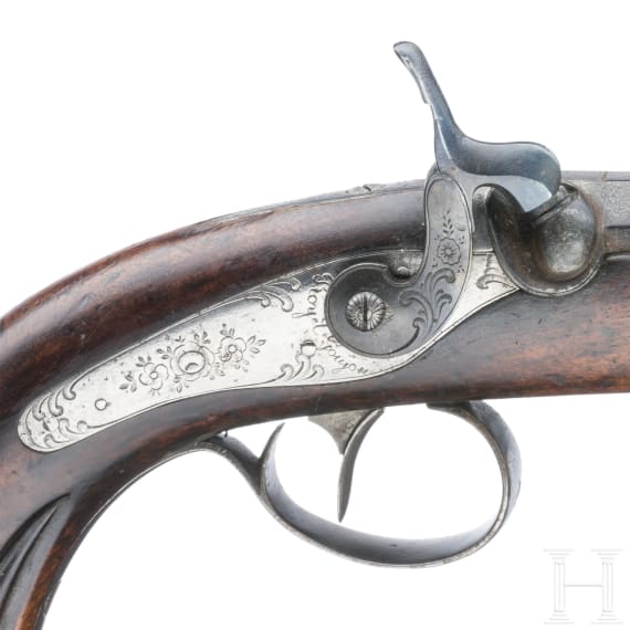 Zwei Perkussionspistolen im Kasten, Boyet Goujon, St. &Eacute;tienne, um 1845