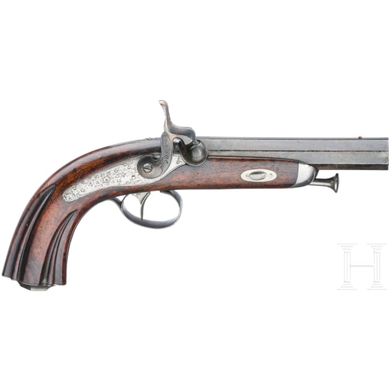 Zwei Perkussionspistolen im Kasten, Boyet Goujon, St. &Eacute;tienne, um 1845