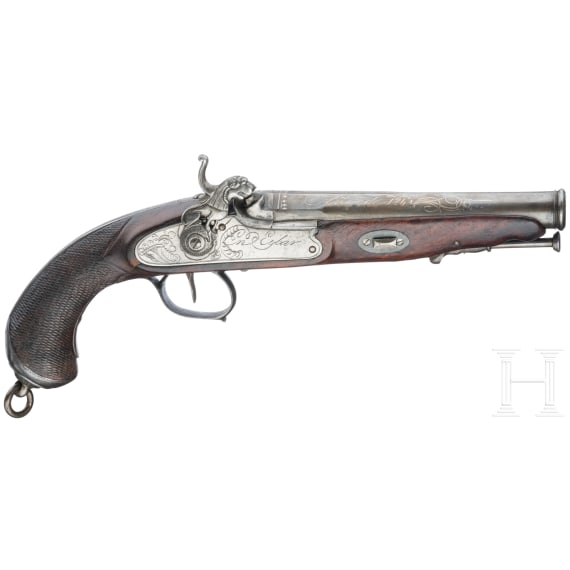 Perkussionspistole, Andres Vriarte, Eibar, datiert 1845