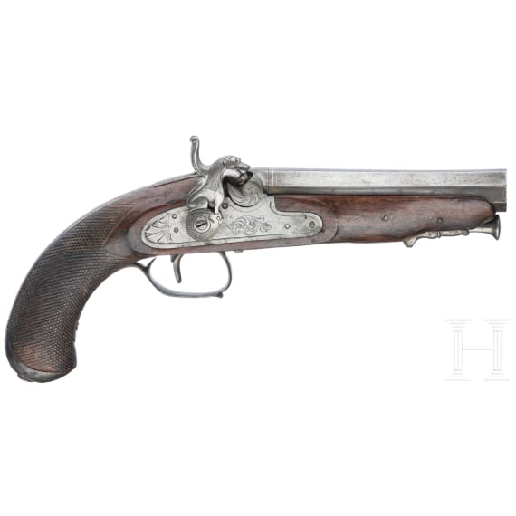Perkussionspistole, Pedro Jose Agurre, Eibar, datiert 1848