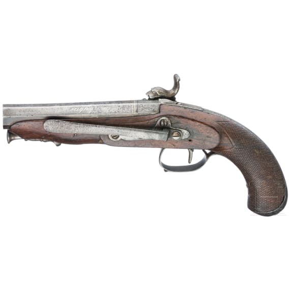Perkussionspistole, Pedro Jose Agurre, Eibar, datiert 1848