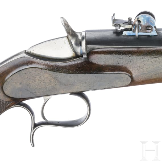 Scheibenpistole, im Koffer, System Flobert, Belgien, um 1880