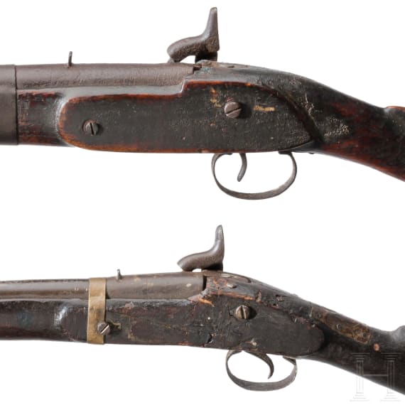 Two Indian percussion muskets, 19th century
