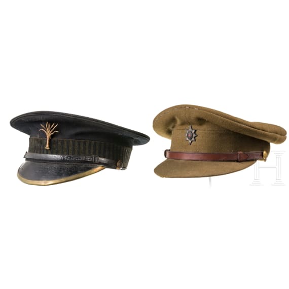 Two British peaked caps for members of a naval unit or a Scottish regiment (possibly Black Watch), 1st half of the 20th century